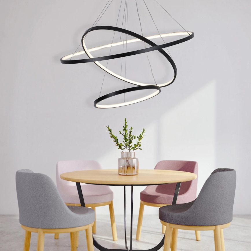 LED Lestenec na vrvici LEA LED/60W/230V 4000K pr. 80 cm črna