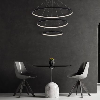 LED Lestenec na vrvici LEA LED/60W/230V 4000K pr. 80 cm črna