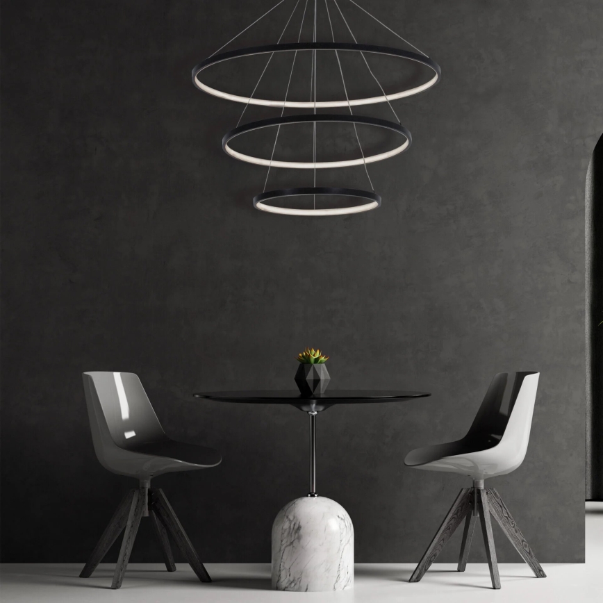 LED Lestenec na vrvici LEA LED/60W/230V 4000K pr. 80 cm črna