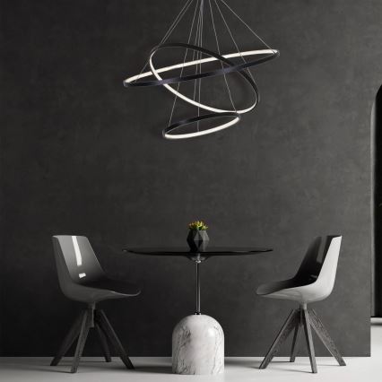 LED Lestenec na vrvici LEA LED/60W/230V 4000K pr. 80 cm črna