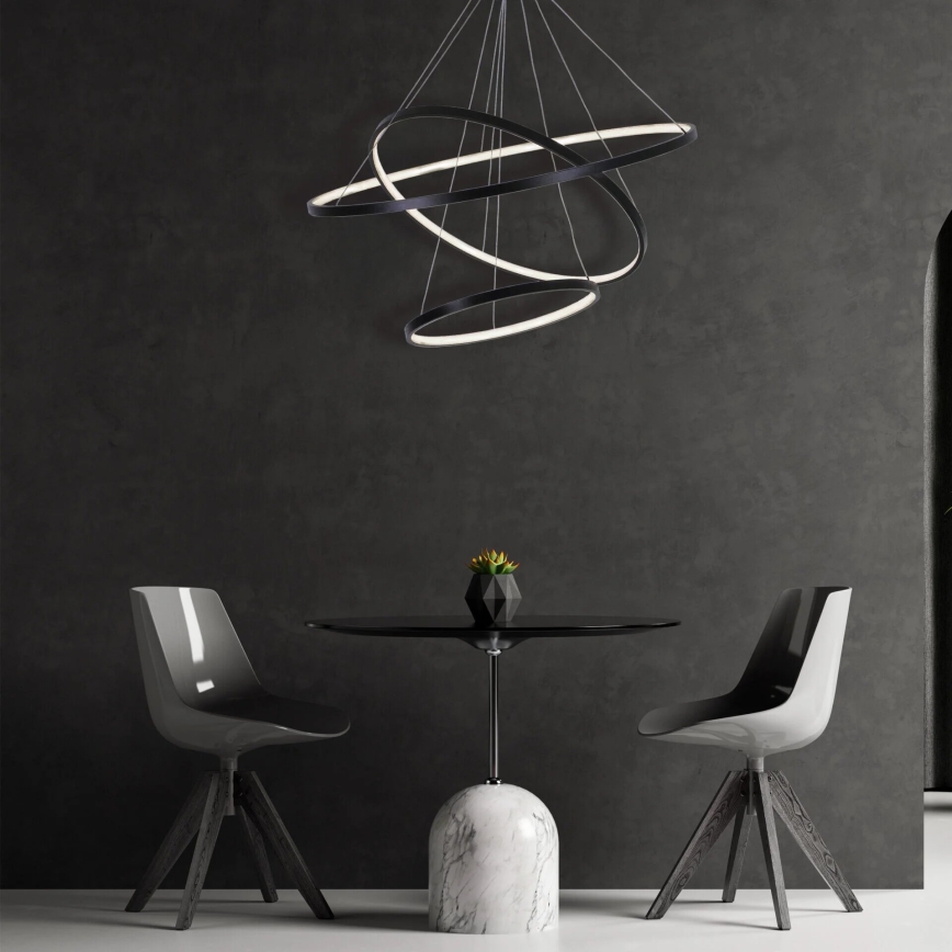 LED Lestenec na vrvici LEA LED/60W/230V 4000K pr. 80 cm črna