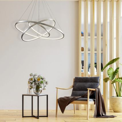 LED Lestenec na vrvici LEA LED/60W/230V 4000K pr. 80 cm mat krom