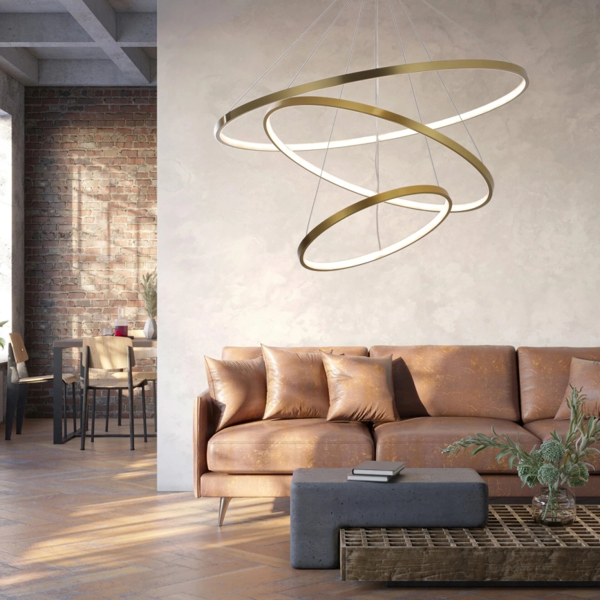 LED Lestenec na vrvici LEA LED/60W/230V 4000K pr. 80 cm zlata