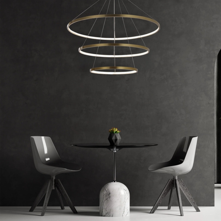 LED Lestenec na vrvici LEA LED/60W/230V 4000K pr. 80 cm zlata