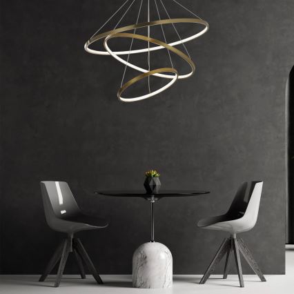 LED Lestenec na vrvici LEA LED/60W/230V 4000K pr. 80 cm zlata