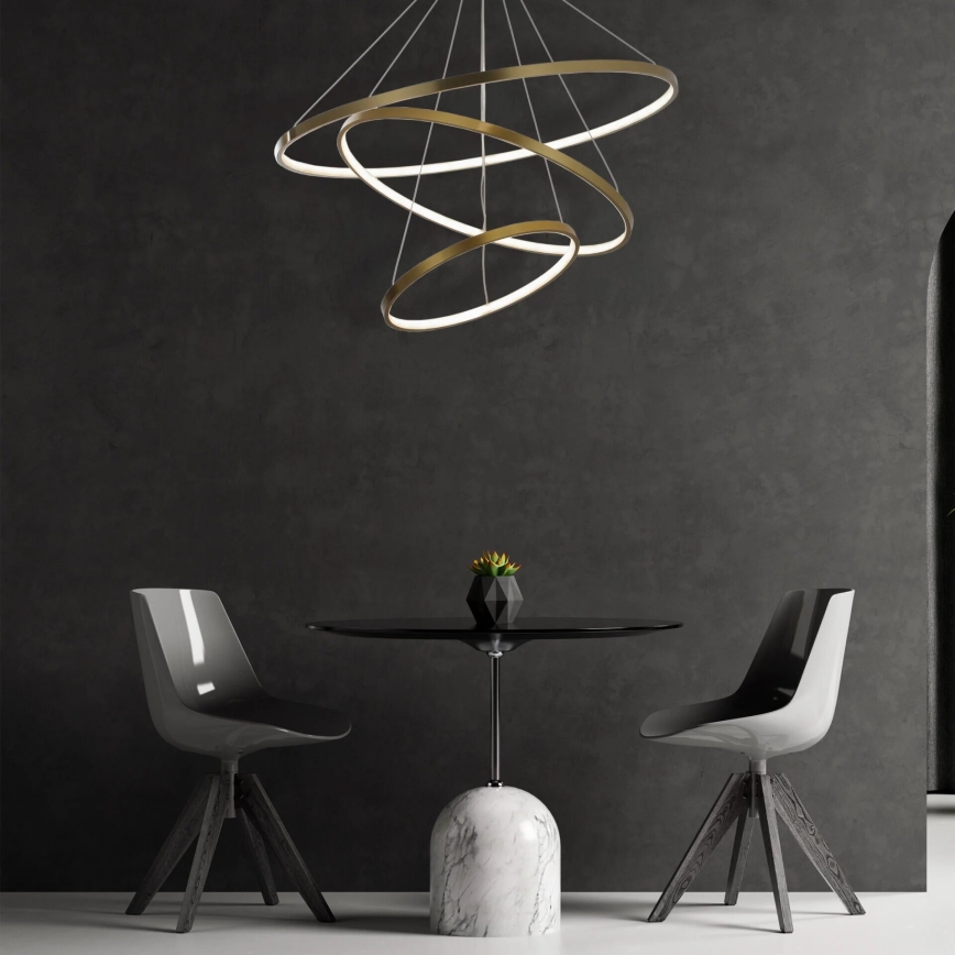 LED Lestenec na vrvici LEA LED/60W/230V 4000K pr. 80 cm zlata