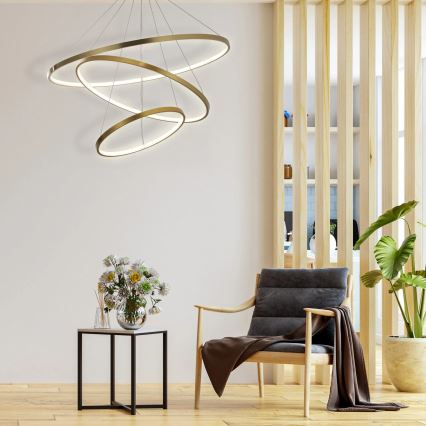 LED Lestenec na vrvici LEA LED/60W/230V 4000K pr. 80 cm zlata