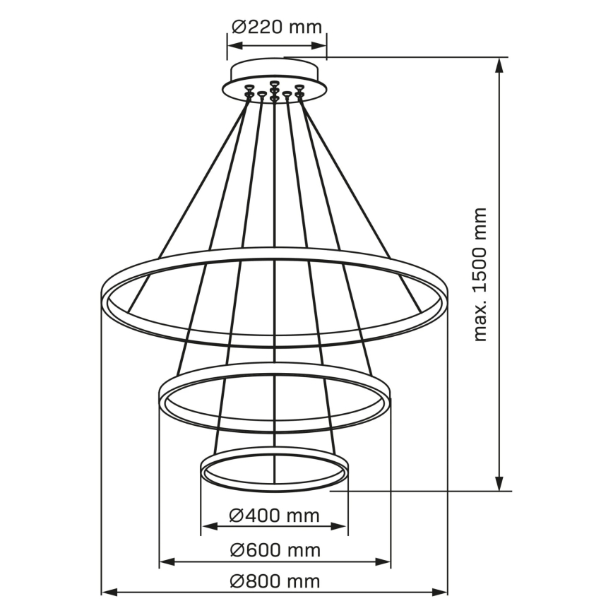 LED Lestenec na vrvici LEA LED/60W/230V 4000K pr. 80 cm zlata
