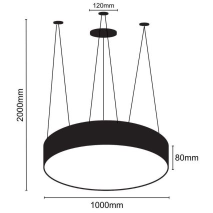 LED Lestenec na vrvici LED/100W/230V 4000K pr. 100 cm