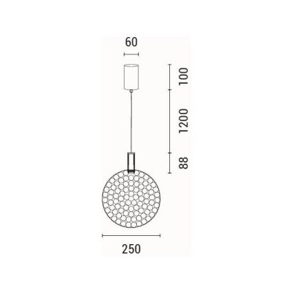 LED Lestenec na vrvici LED/10W/230V 3000K sijajni krom pr. 35 cm