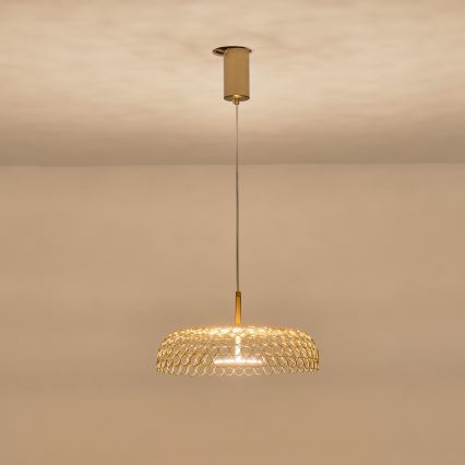 LED Lestenec na vrvici LED/10W/230V 3000K zlata pr. 35 cm