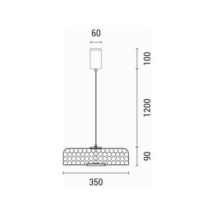 LED Lestenec na vrvici LED/10W/230V 3000K zlata pr. 35 cm