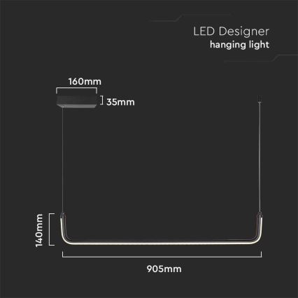 LED Lestenec na vrvici LED/12W/230V 4000K črna