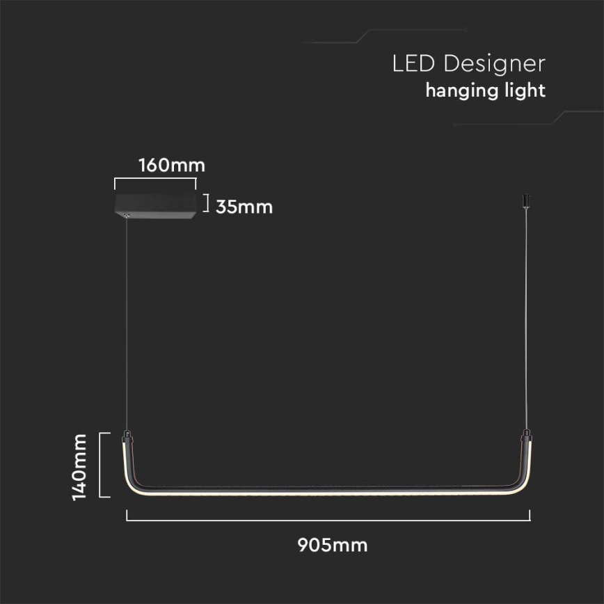 LED Lestenec na vrvici LED/12W/230V 4000K črna