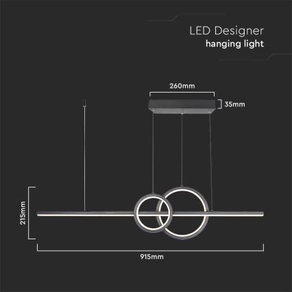 LED Lestenec na vrvici LED/15W/230V 4000K črna
