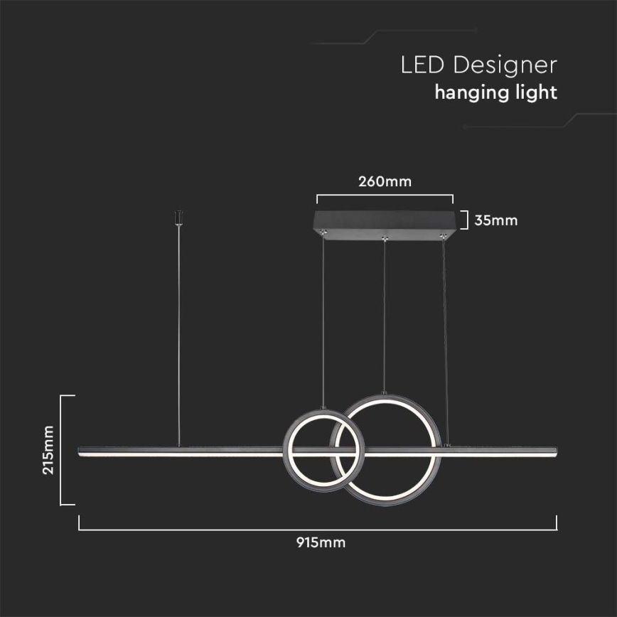 LED Lestenec na vrvici LED/15W/230V 4000K črna