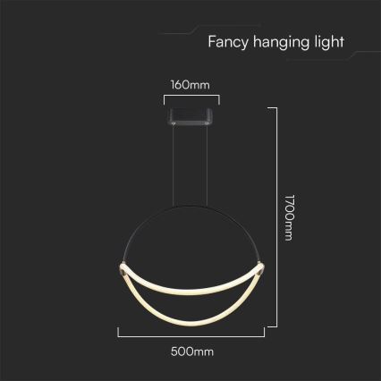 LED Lestenec na vrvici LED/16W/230V 3000K pr. 50 cm