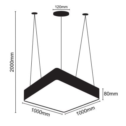 LED Lestenec na vrvici LED/170W/230V 4000K 100x100 cm