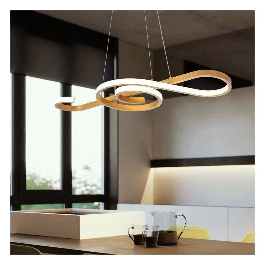 LED Lestenec na vrvici LED/18W/230V 3000K zlata