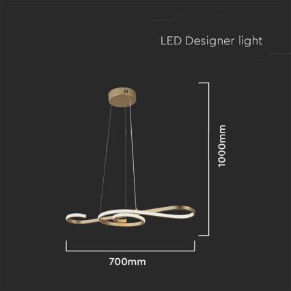 LED Lestenec na vrvici LED/18W/230V 3000K zlata