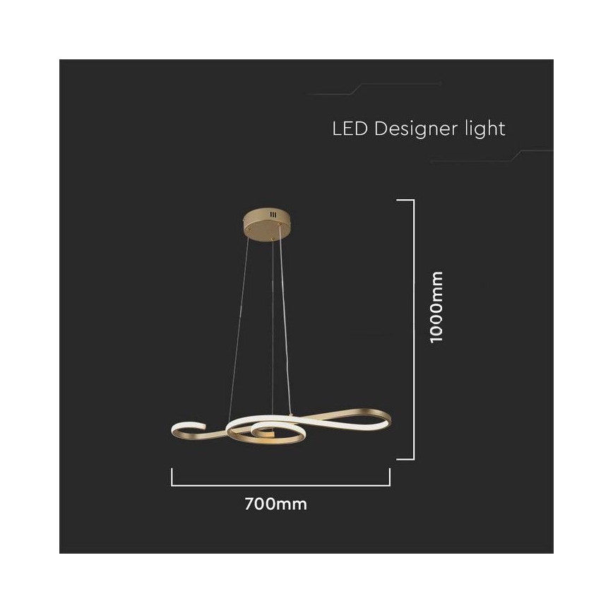 LED Lestenec na vrvici LED/18W/230V 3000K zlata