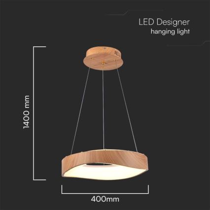 LED Lestenec na vrvici LED/18W/230V 3000K ø 40 cm rjava
