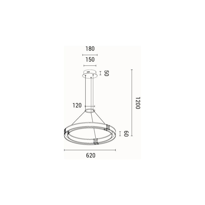 LED Lestenec na vrvici LED/21W/230V 3000K 42x120 cm