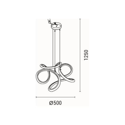 LED Lestenec na vrvici LED/24W/230V 3000K 50x120 cm