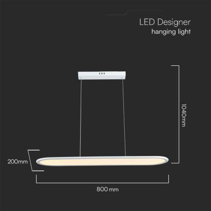 LED Lestenec na vrvici LED/24W/230V 3000K bela