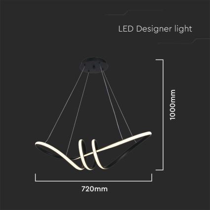 LED Lestenec na vrvici LED/24W/230V 3000K črna