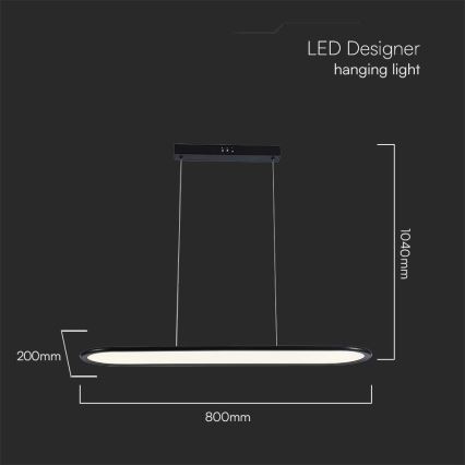 LED Lestenec na vrvici LED/24W/230V 3000K črna