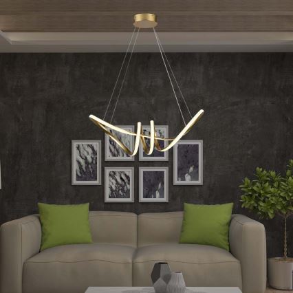 LED Lestenec na vrvici LED/24W/230V 3000K zlata