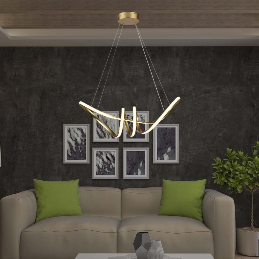 LED Lestenec na vrvici LED/24W/230V 3000K zlata