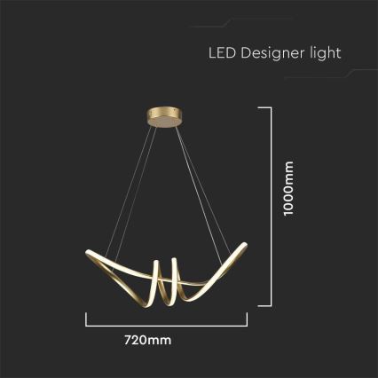 LED Lestenec na vrvici LED/24W/230V 3000K zlata