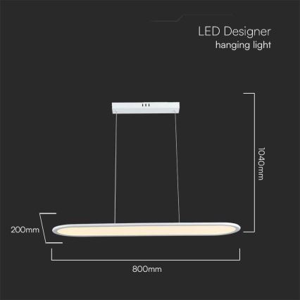 LED Lestenec na vrvici LED/24W/230V 4000K bela