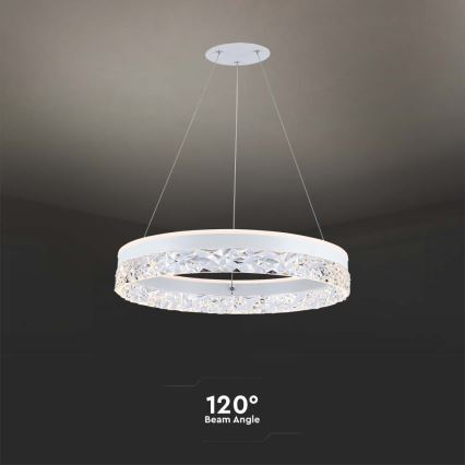 LED Lestenec na vrvici LED/25W/230V 3000K pr. 50 cm bela