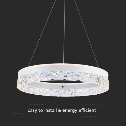 LED Lestenec na vrvici LED/25W/230V 3000K pr. 50 cm bela