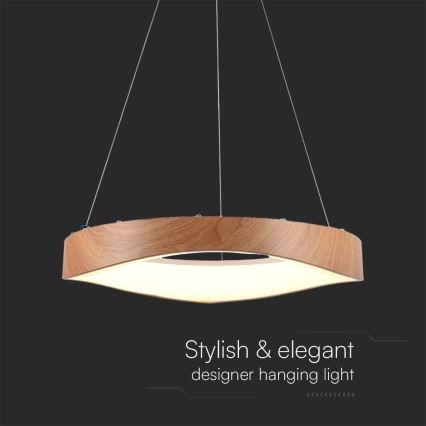 LED Lestenec na vrvici LED/25W/230V 3000K ø 50 cm rjava