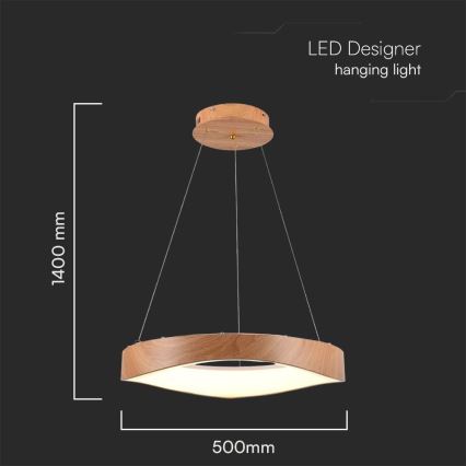 LED Lestenec na vrvici LED/25W/230V 3000K ø 50 cm rjava
