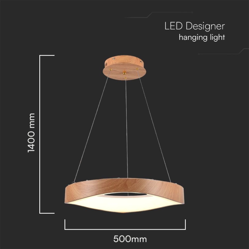 LED Lestenec na vrvici LED/25W/230V 3000K ø 50 cm rjava