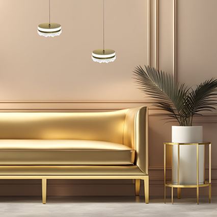 LED Lestenec na vrvici LED/25W/230V pr. 20 cm zlata