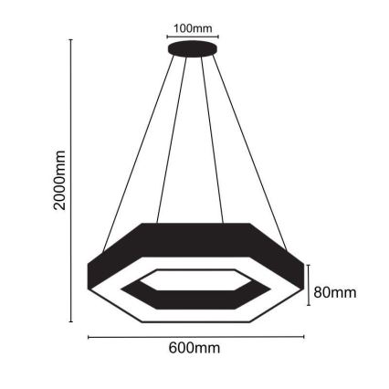 LED Lestenec na vrvici LED/28W/230V 4000K pr. 60 cm