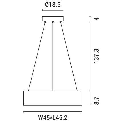 LED Lestenec na vrvici LED/30W/230V 3000K 45x45 cm črna