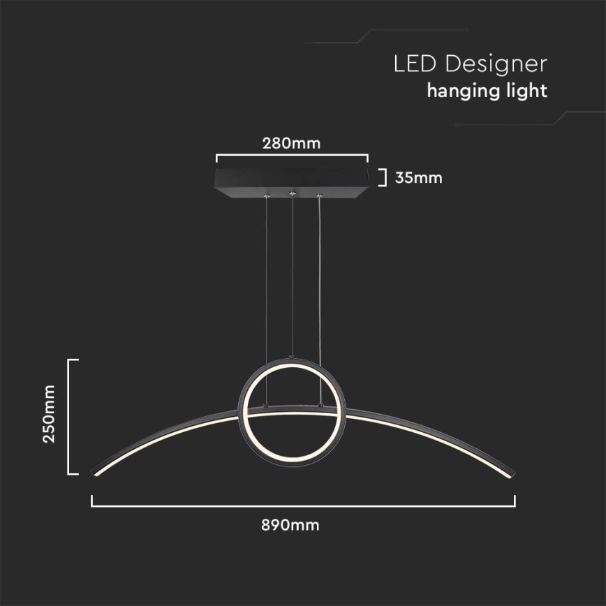 LED Lestenec na vrvici LED/30W/230V 4000K 88 cm črna