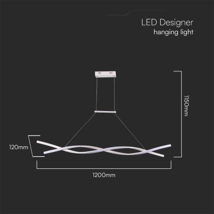 LED Lestenec na vrvici LED/30W/230V 4000K bela