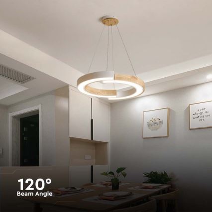 LED Lestenec na vrvici LED/32W/230V 3000K bela/les