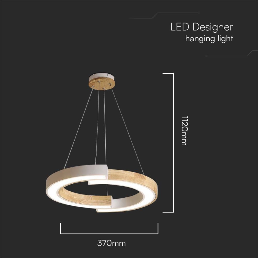 LED Lestenec na vrvici LED/32W/230V 3000K bela/les