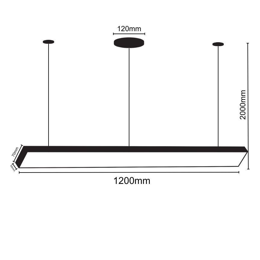 LED Lestenec na vrvici LED/32W/230V 4000K pr. 120 cm črna