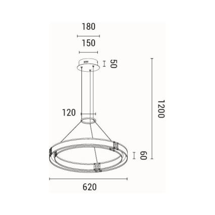 LED Lestenec na vrvici LED/33W/230V 3000K 62x120 cm