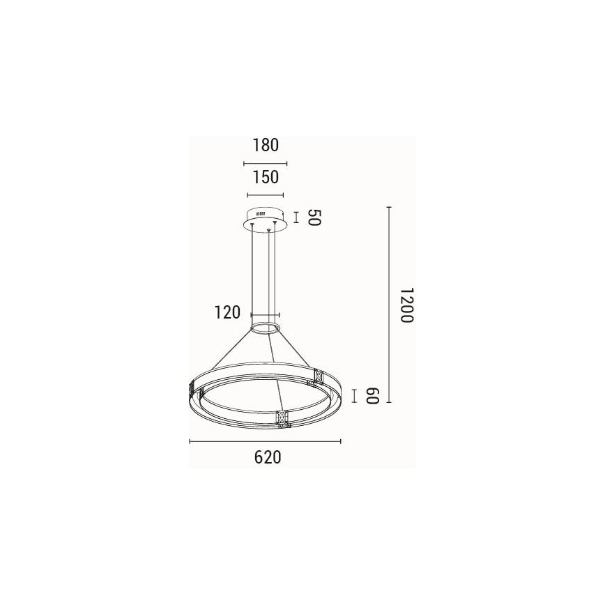 LED Lestenec na vrvici LED/33W/230V 3000K 62x120 cm